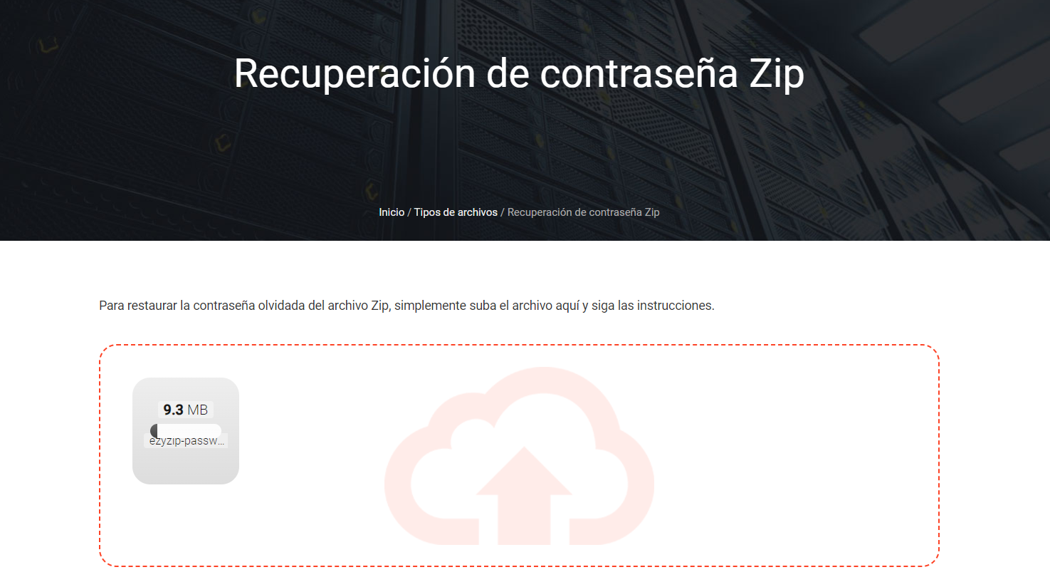 Cómo eliminar la contraseña de un archivo ZIP utilizando servicios en línea: Paso 2