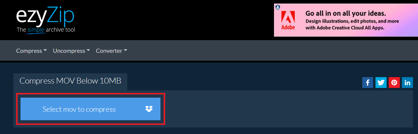 How to Compress MOV Files Online with ezyZip: Step 2