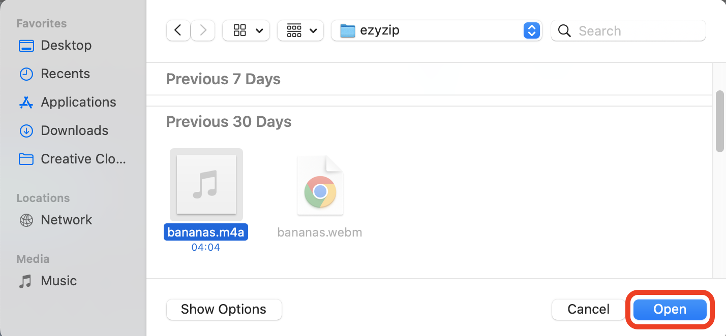 How To Convert M4A to MP3 using ezyZip: Step 2