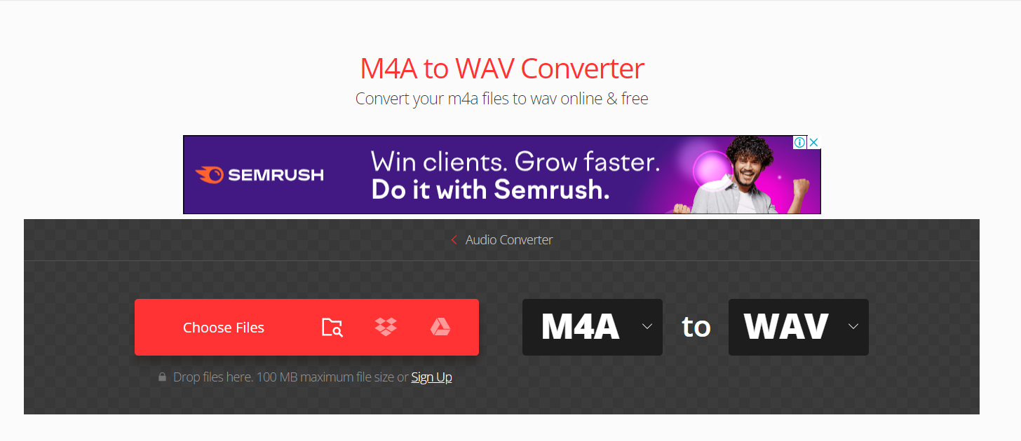 How To Convert M4A to WAV Online with Convertio: Step 1