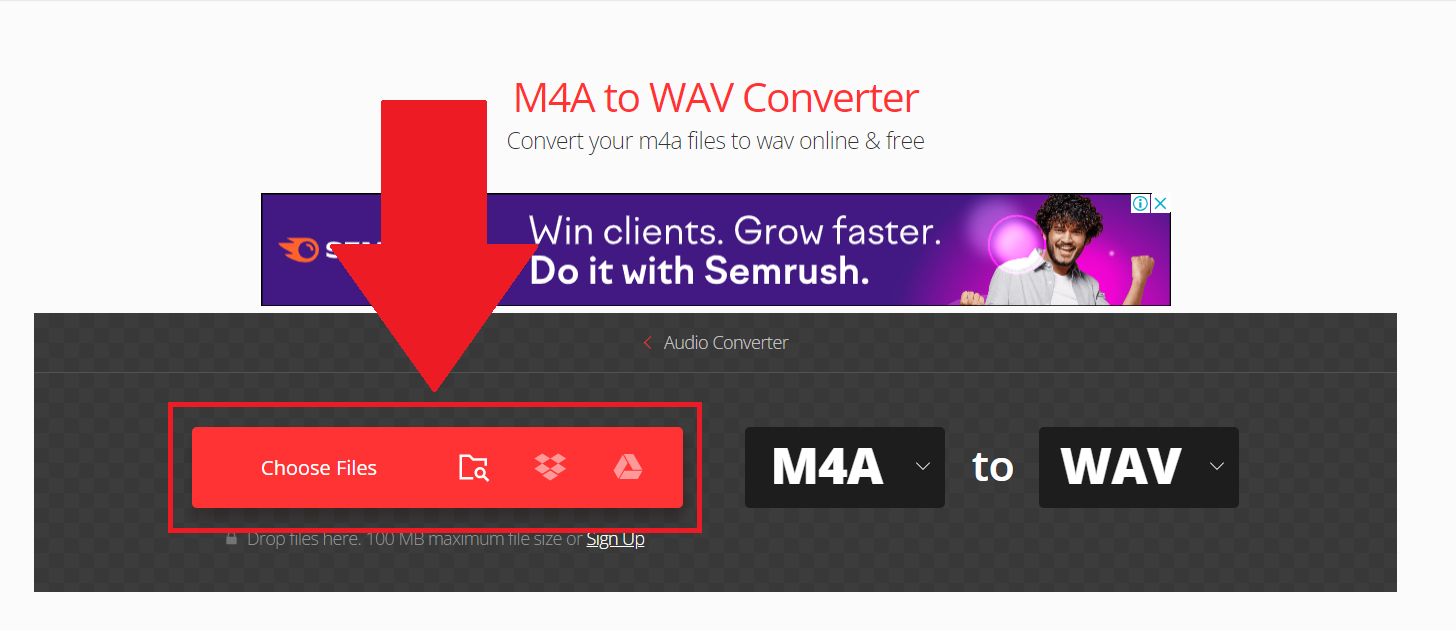 How To Convert M4A to WAV Online with Convertio: Step 2