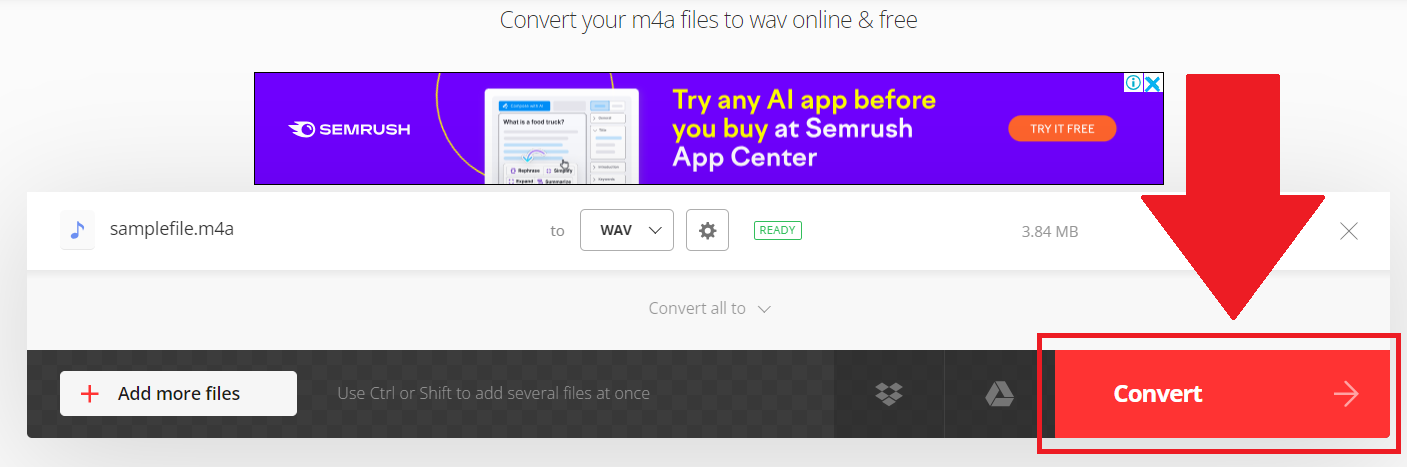 How To Convert M4A to WAV Online with Convertio: Step 4