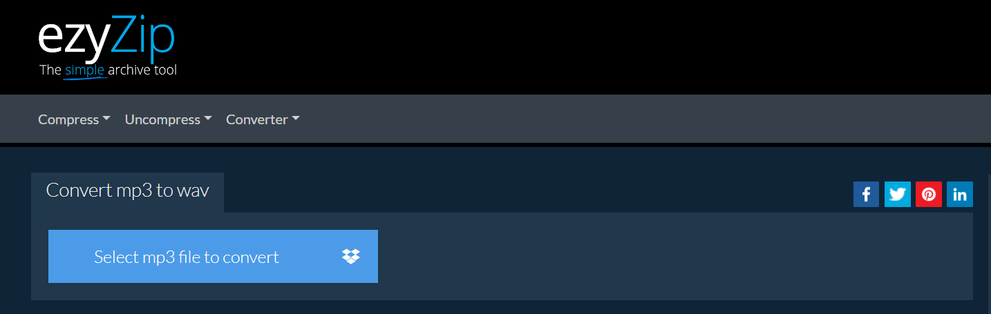 How to convert MP3 to WAV online with EzyZip: Step 1