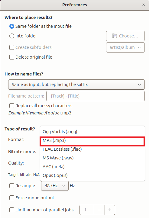 How To Convert WAV to MP3 on Linux Using SoundConverter: Step 4