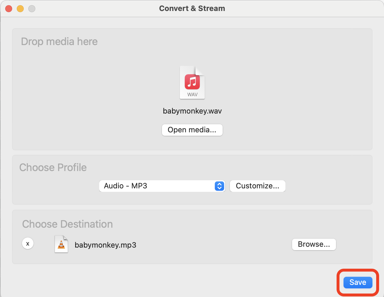 How To Convert WAV to MP3 on Mac Using VLC: Step 6