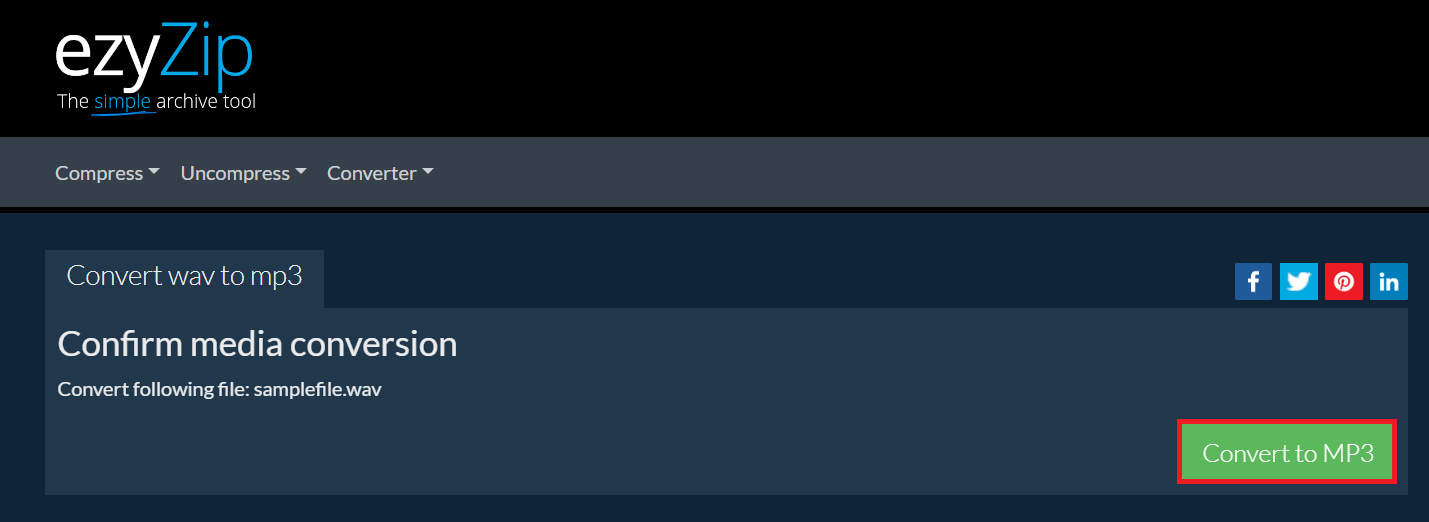 How To Convert WAV to MP3 Online with EzyZip: Step 3