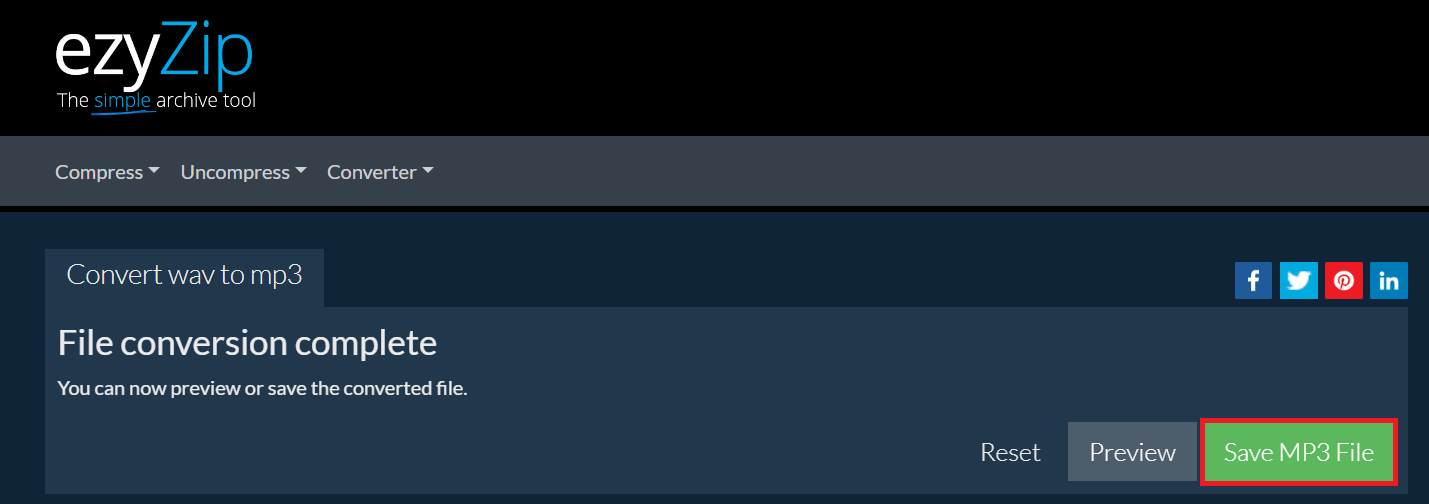 How To Convert WAV to MP3 Online with EzyZip: Step 4