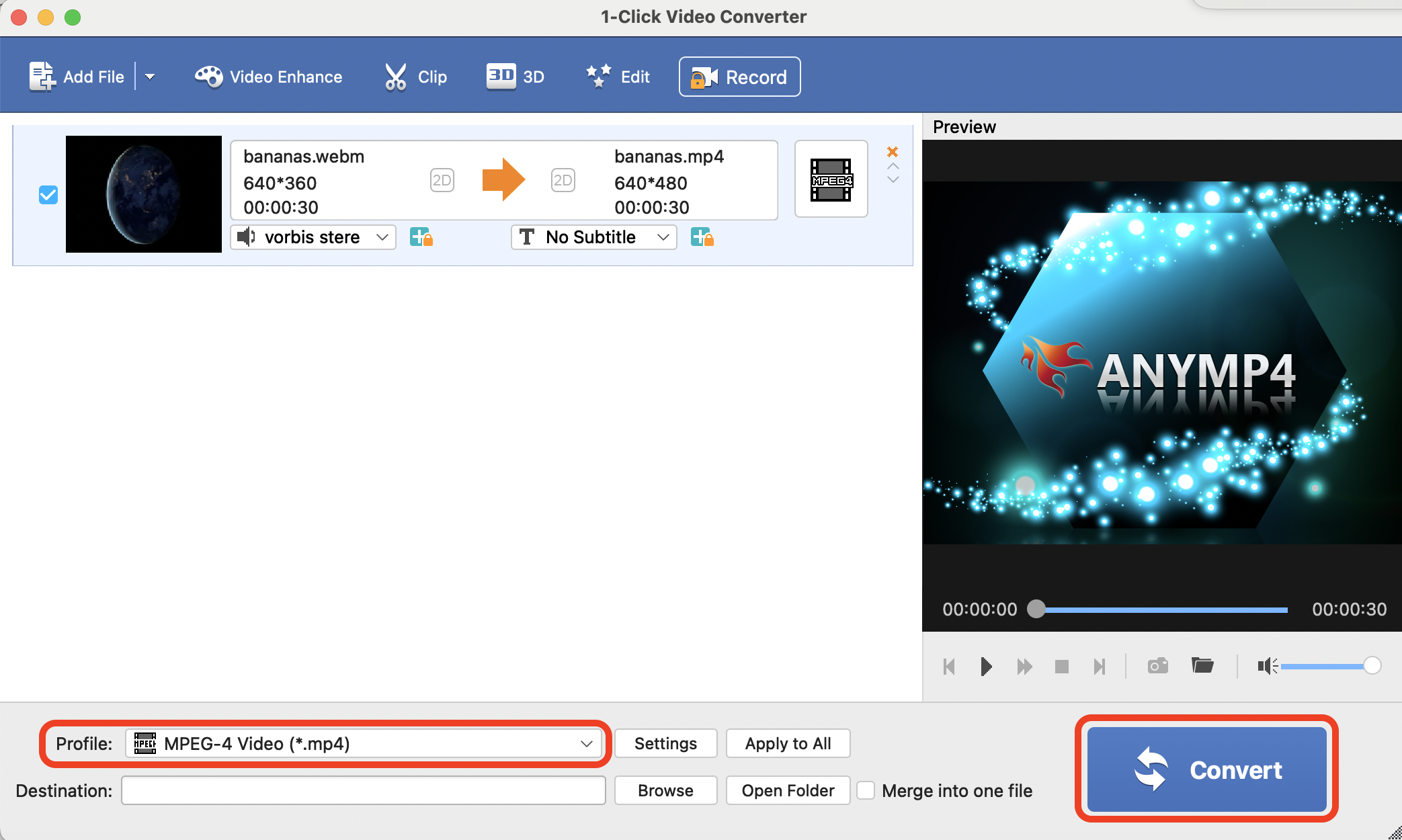 How To Convert WEBM to MP4 on Mac Using 1-Click Video Converter: Step 3