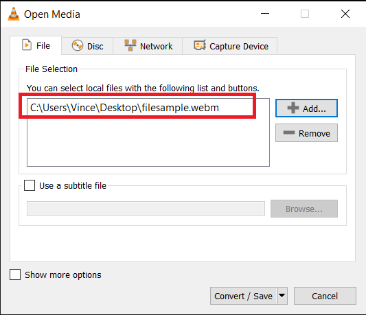 How To Convert WEBM to MP4 on Windows Using VLC: Step 3