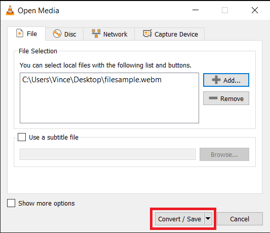 How To Convert WEBM to MP4 on Windows Using VLC: Step 3