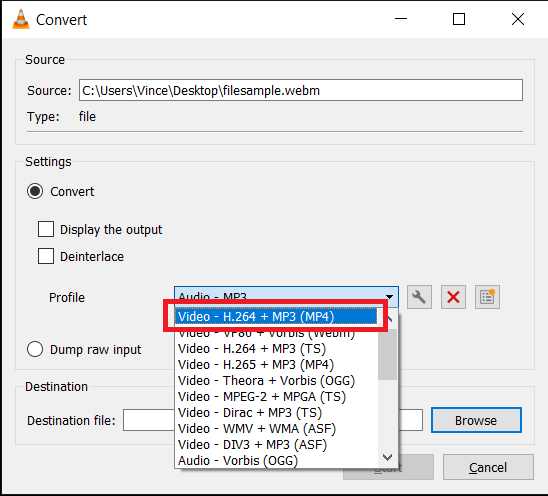 How To Convert WEBM to MP4 on Windows Using VLC: Step 4