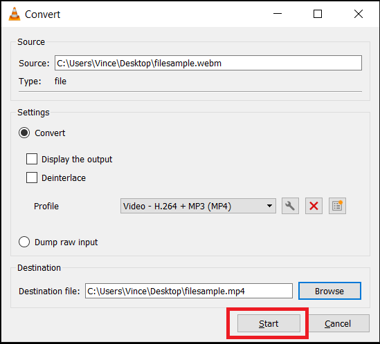 How To Convert WEBM to MP4 on Windows Using VLC: Step 5