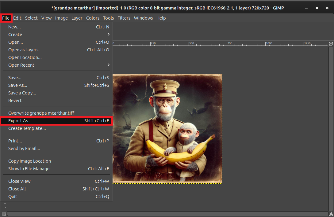 How To Resize Images on Linux with GIMP: Step 4
