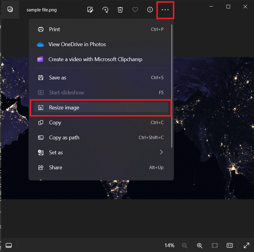 How To Reduce Image Size For Evernote using Photo Viewer on Windows: Step 2