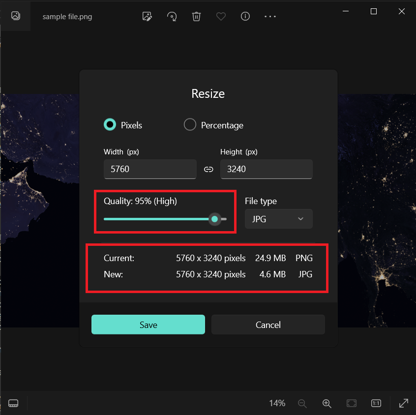 How To Reduce Image Size For Evernote using Photo Viewer on Windows: Step 3