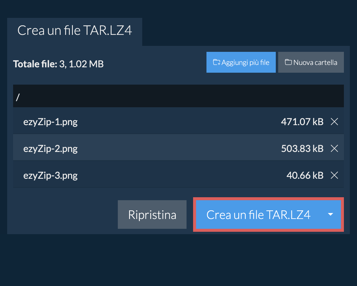 Salva il file tar.lz4 creato sul disco locale