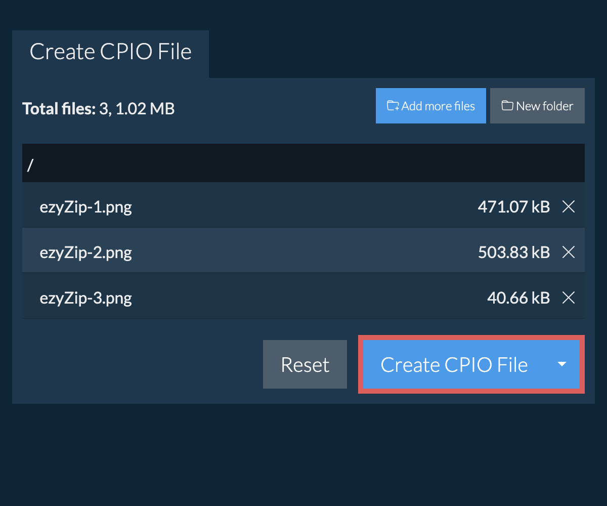 Save the created cpio file to local drive