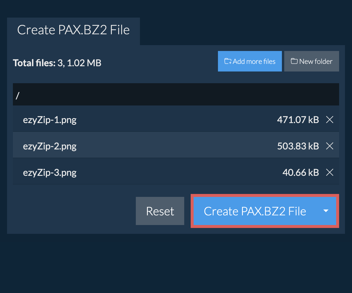 Save the created pax.bz2 file to local drive