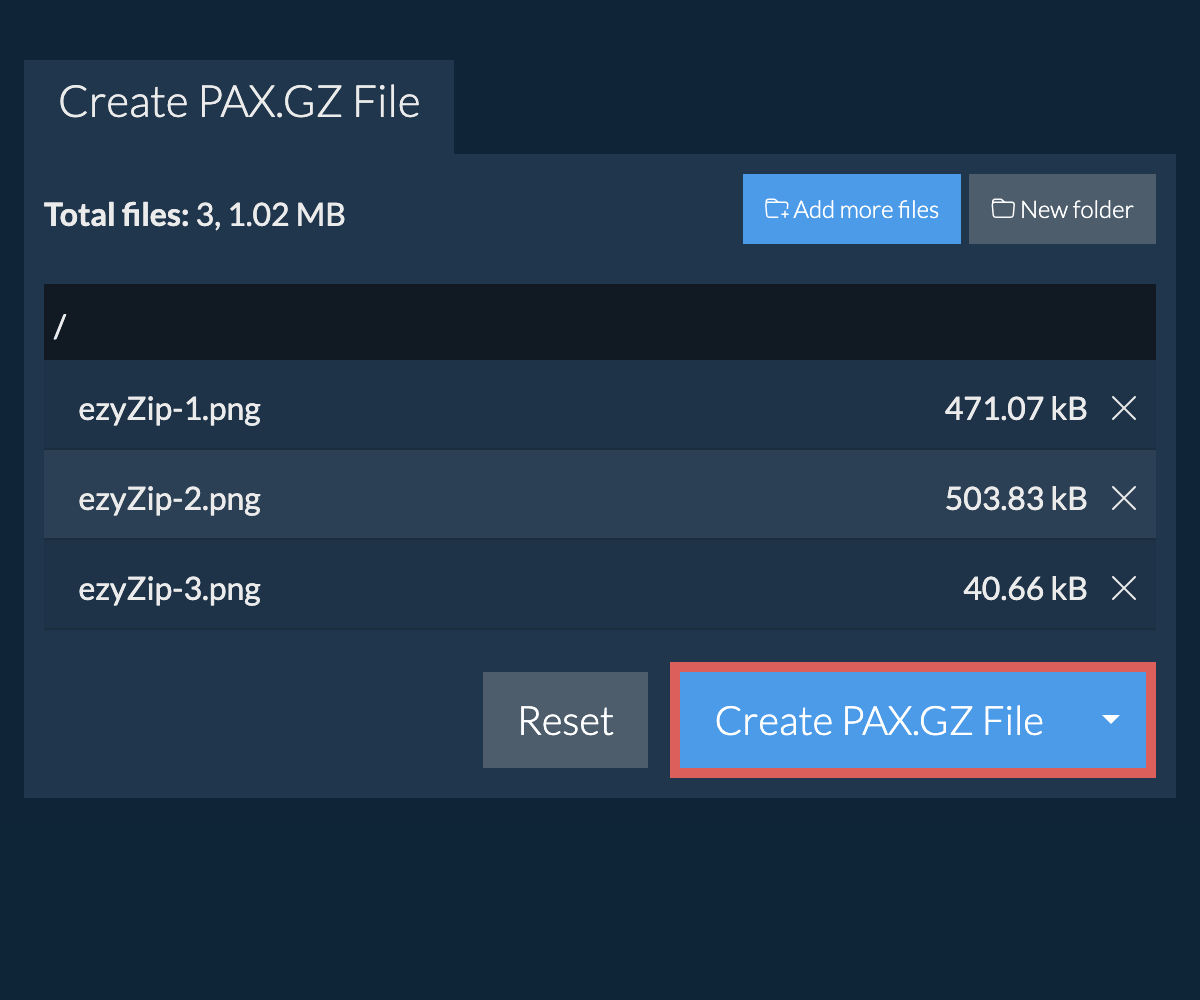 Save the created pax.gz file to local drive