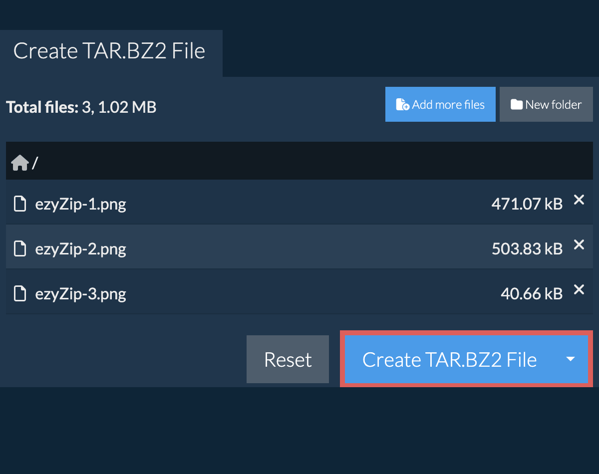 Save the created tar.bz2 file to local drive