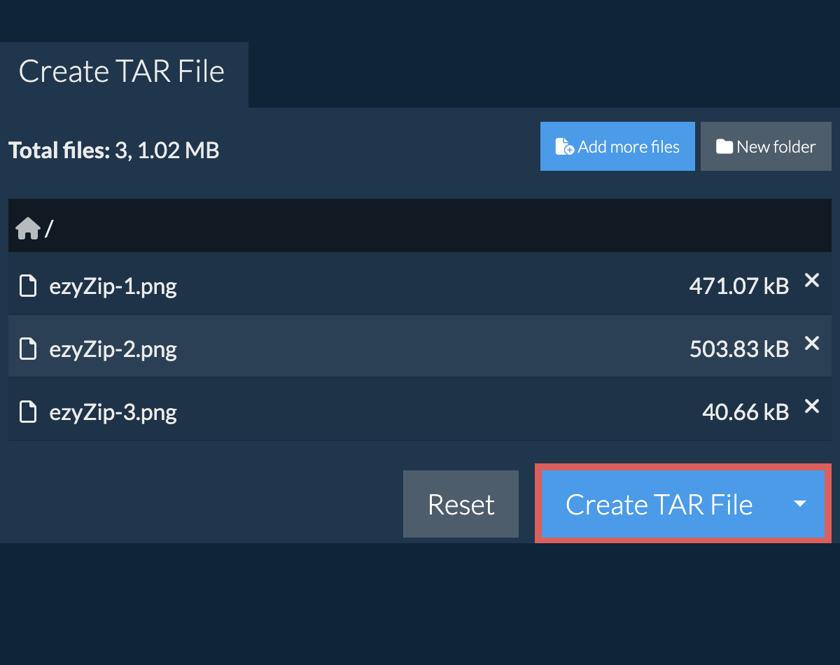 Save the created tar file to local drive