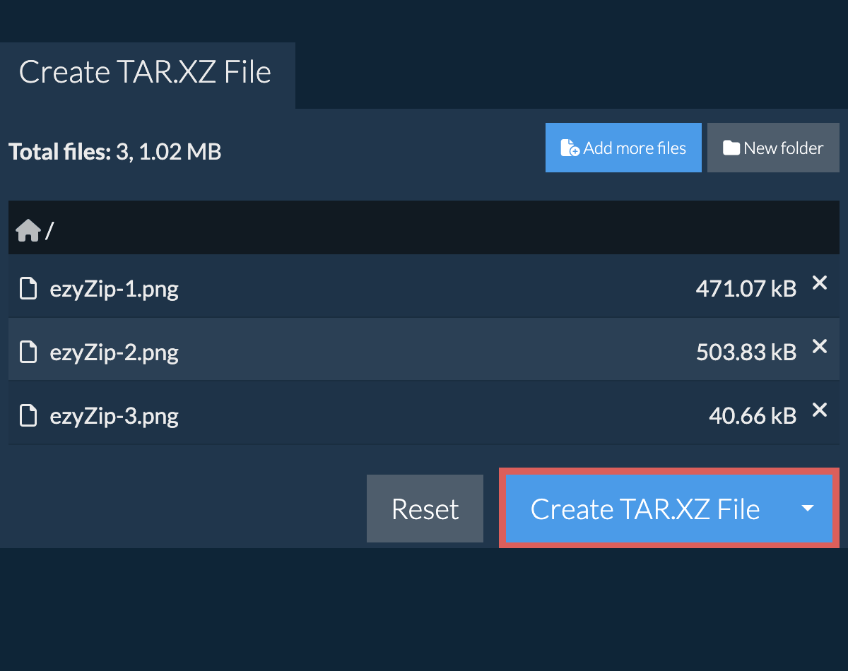 Save the created tar.xz file to local drive