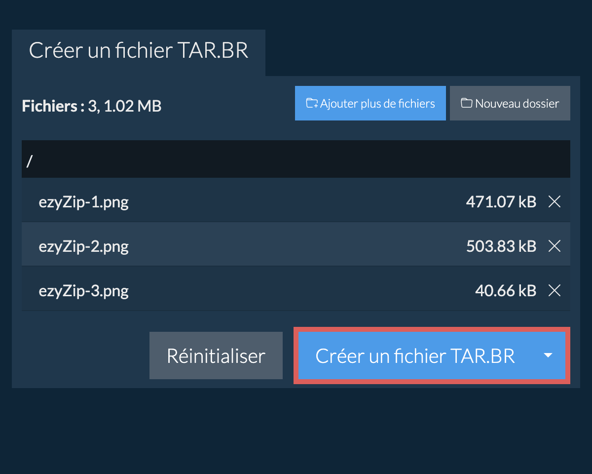 Enregistrez le fichier tar.br créé sur le lecteur local