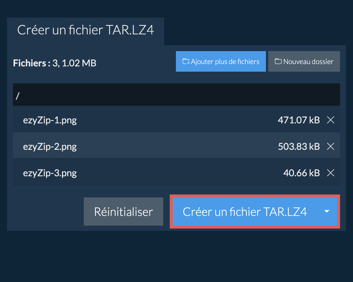 Enregistrez le fichier tar.lz4 créé sur le lecteur local