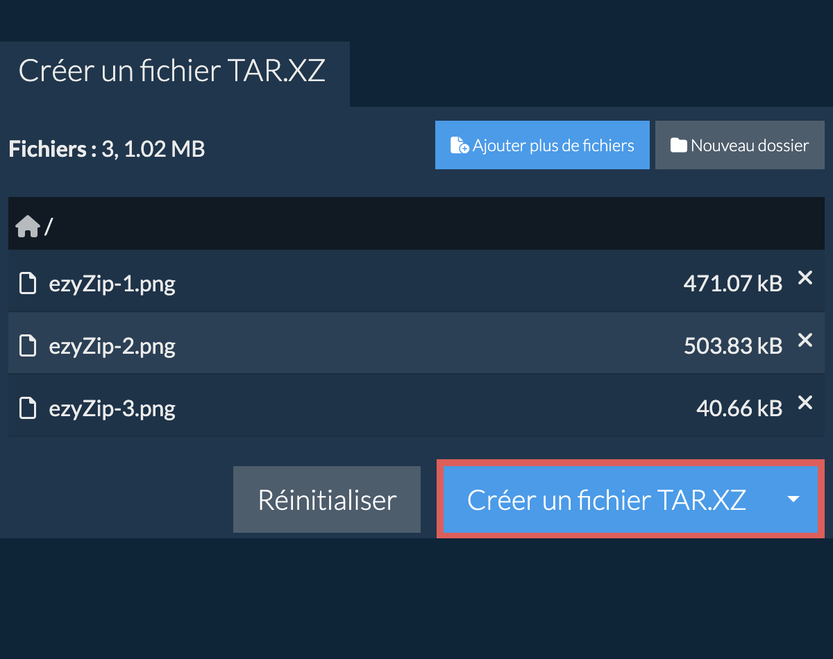 Enregistrez le fichier tar.xz créé sur le lecteur local