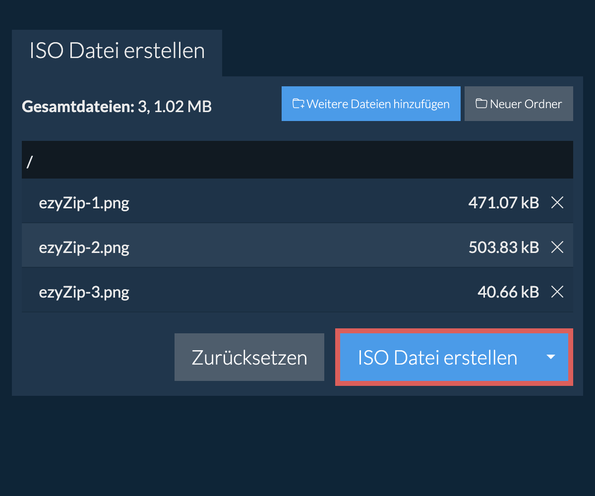 Speichern Sie die erstellte iso Datei auf dem lokalen Laufwerk