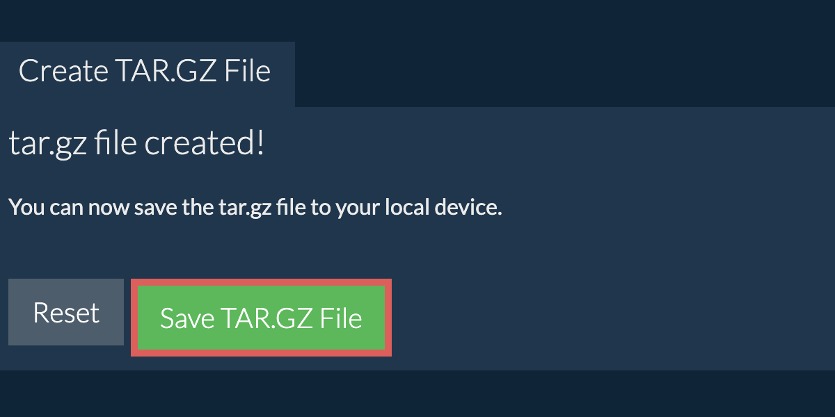 Save the created tar.gz file to local drive