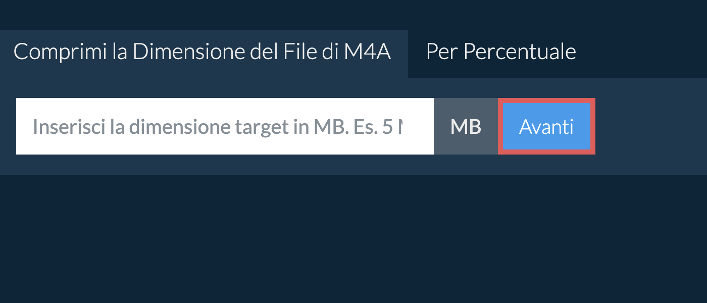 Riduci m4a Al Di Sotto di una Dimensione Specifica