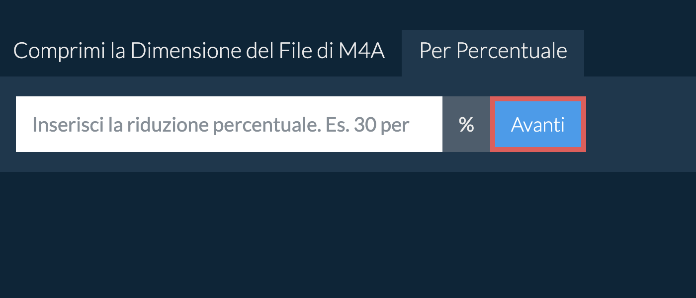 Riduci m4a Per Percentuale