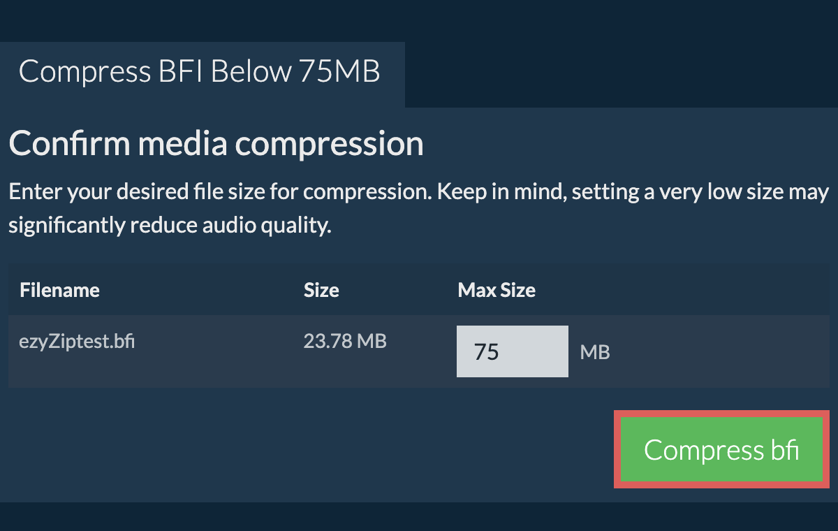 Convert to 75MB