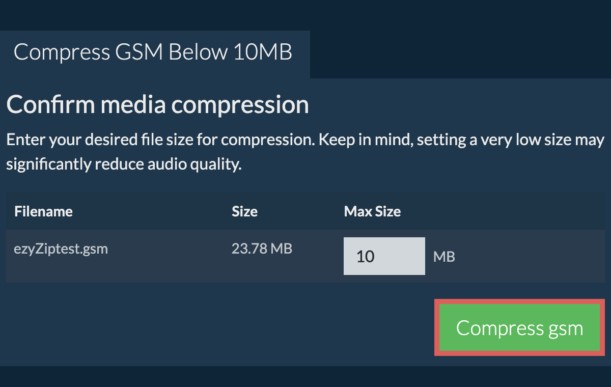 Convert to 10MB