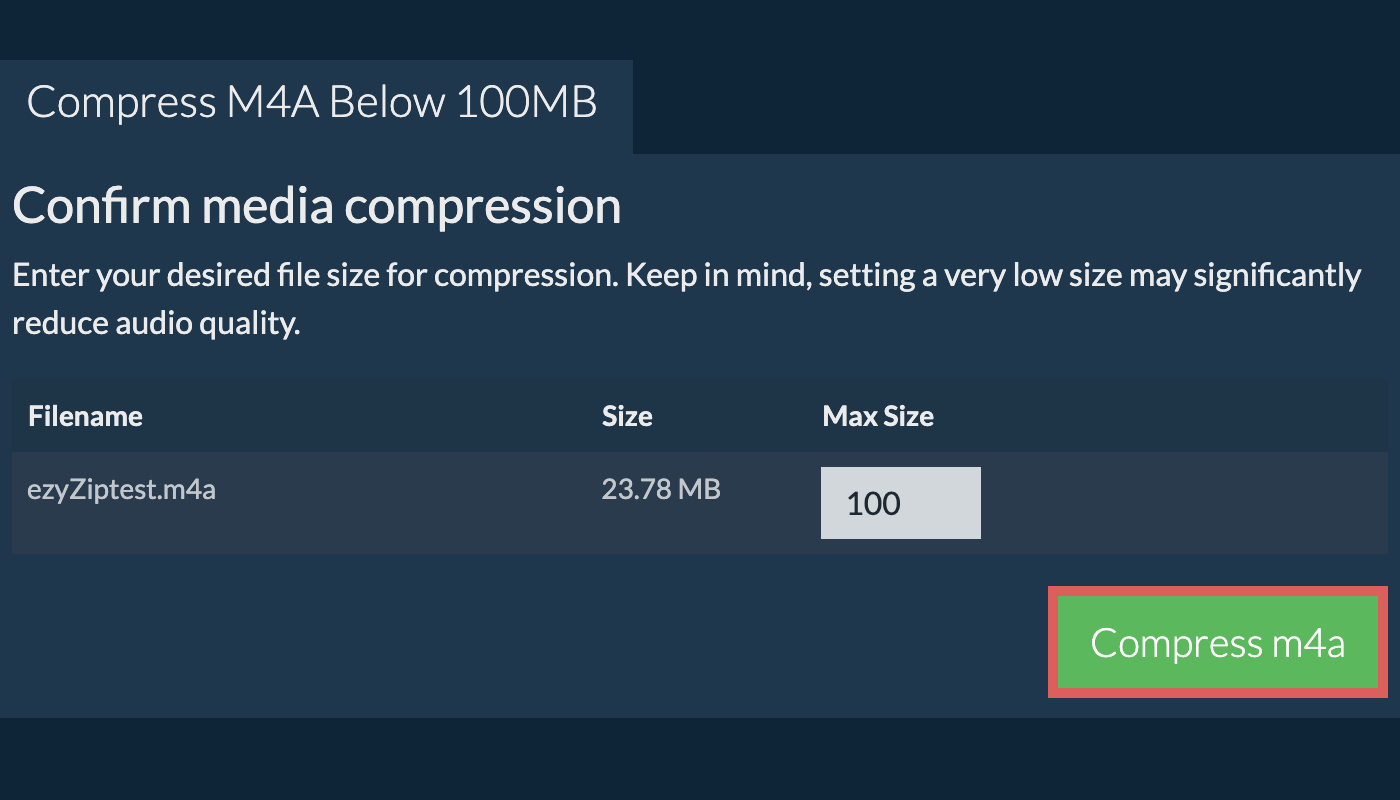 Convert to 100MB