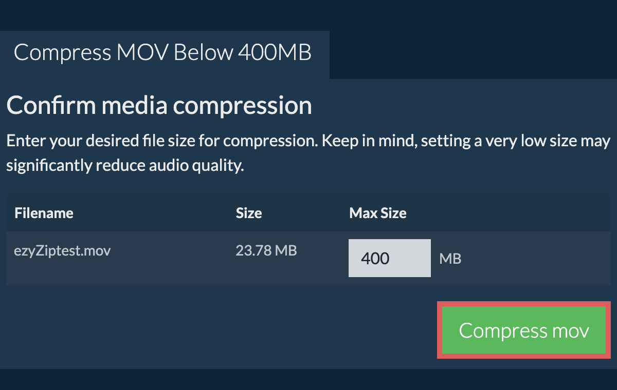 Convert to 400MB