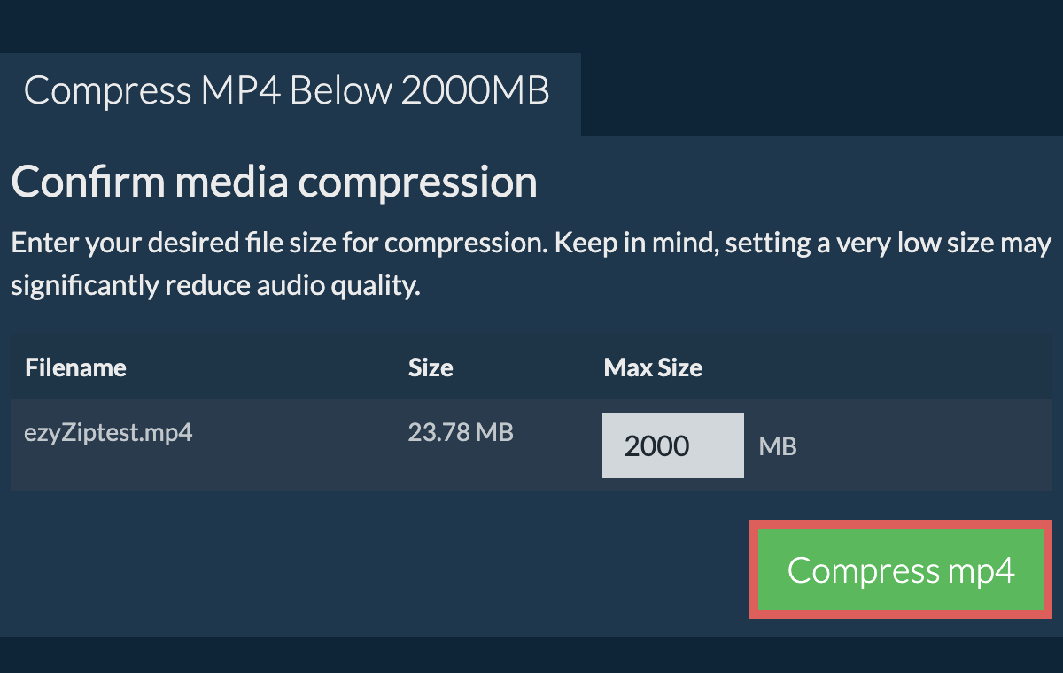 Convert to 2000MB