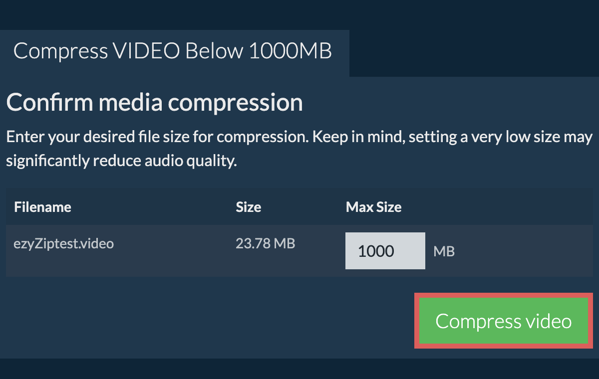 Convert to 1000MB