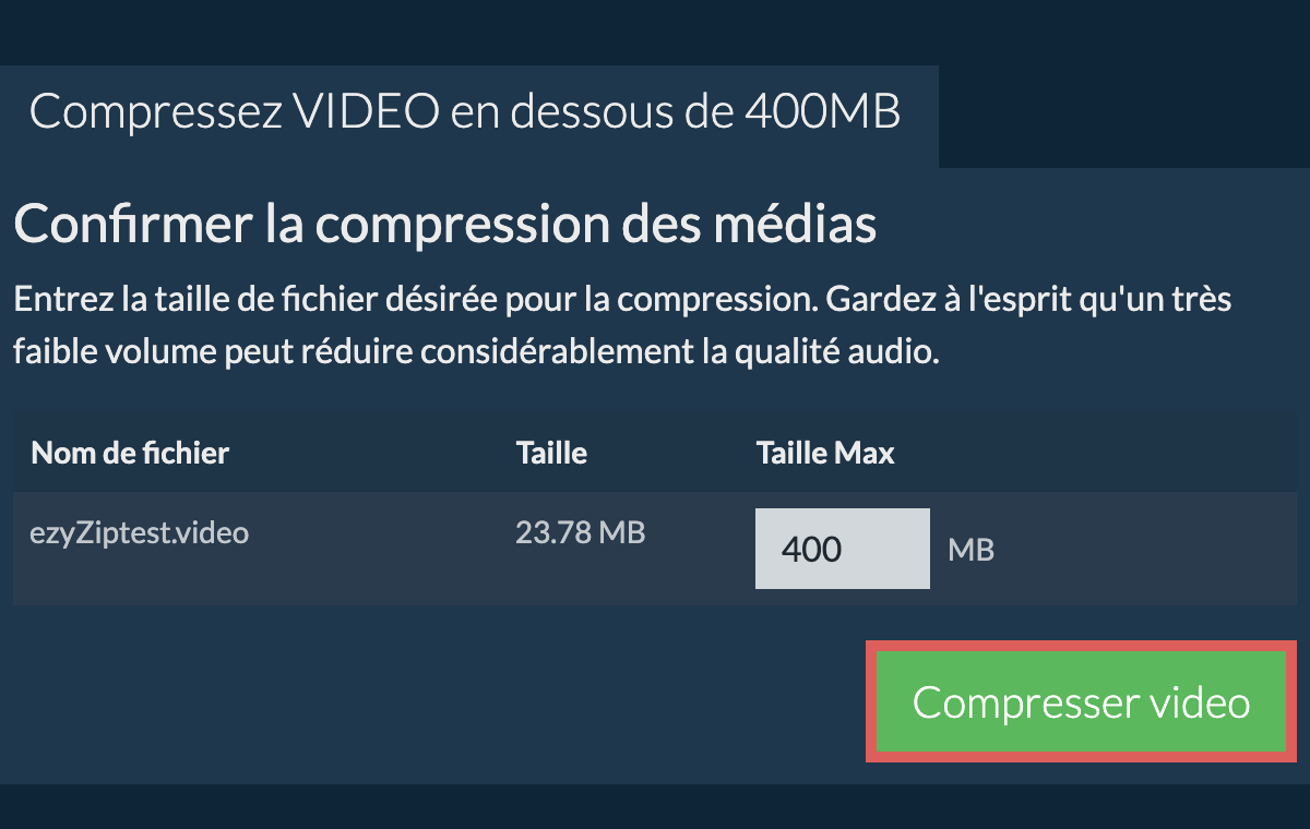 Convertir en 400MB