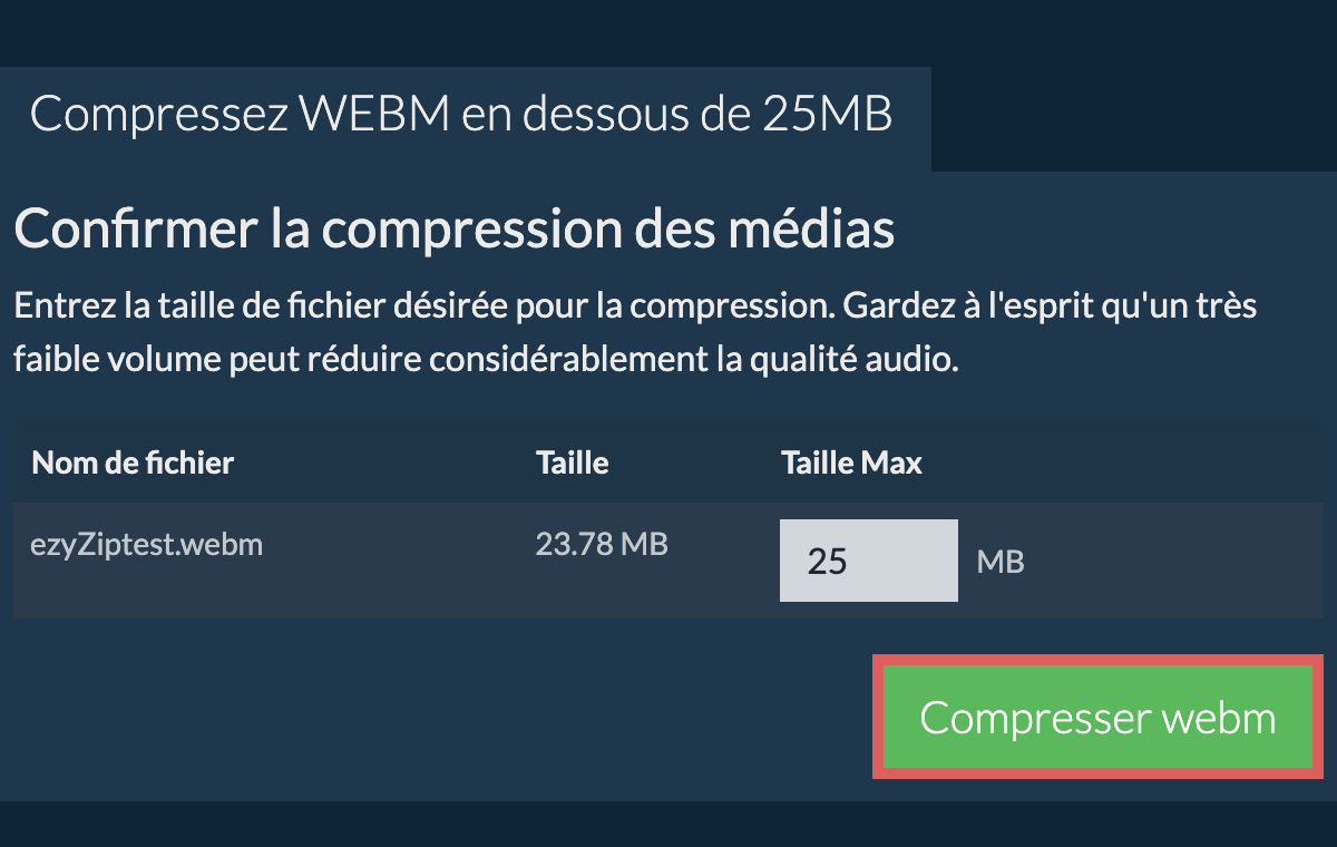 Convertir en 25MB