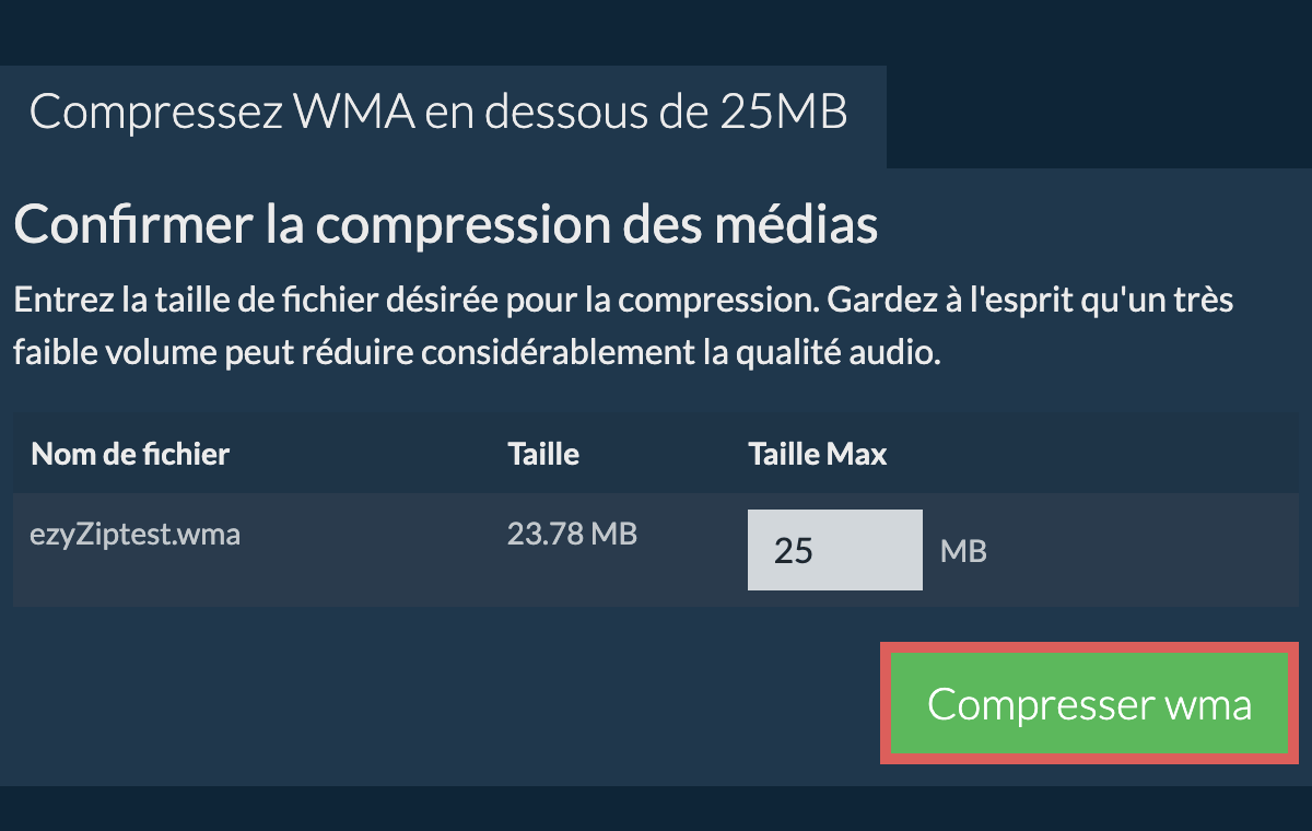 Convertir en 25MB