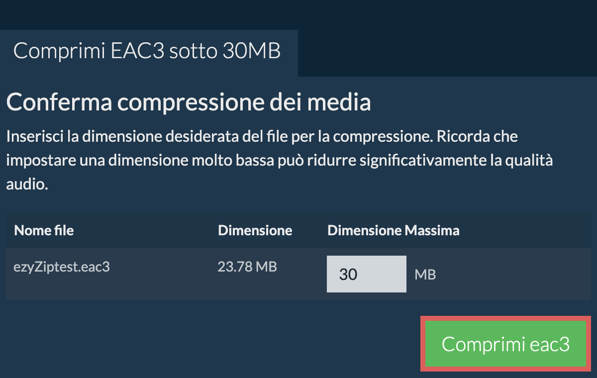 Converti in 30MB