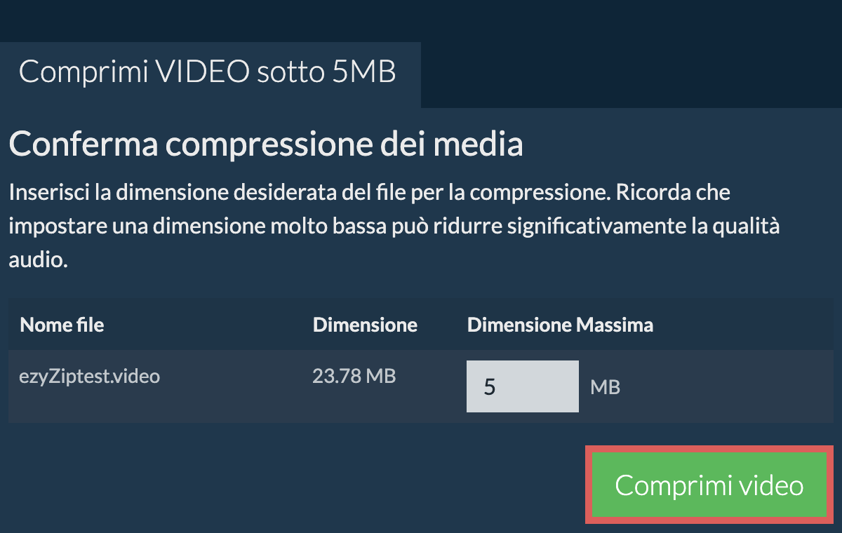 Converti in 5MB