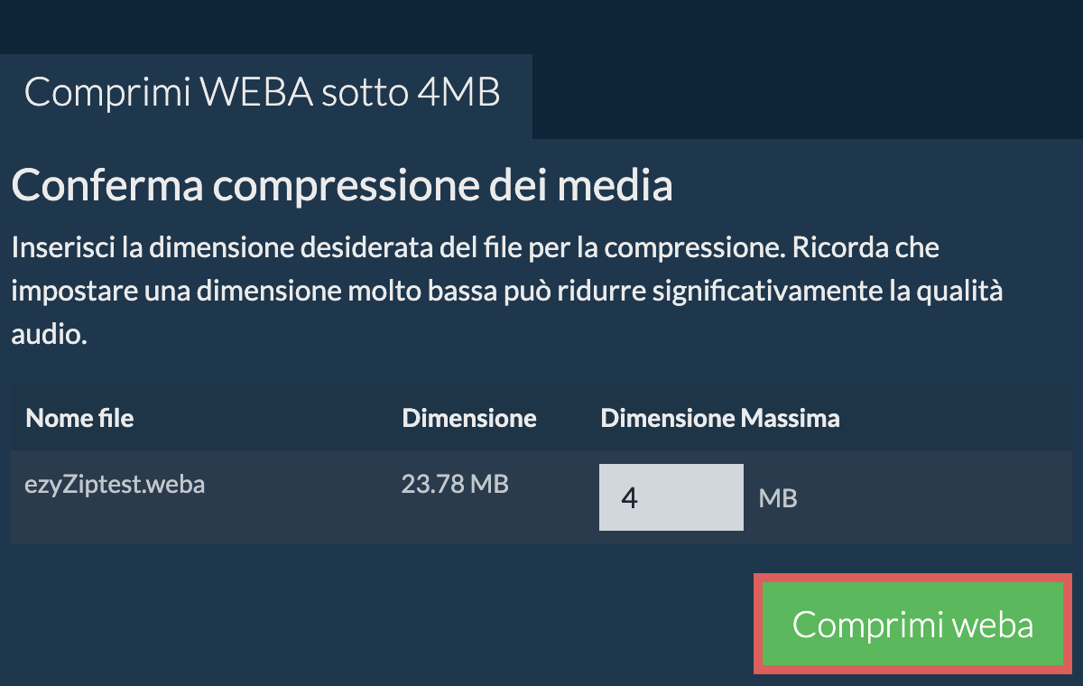 Converti in 4MB