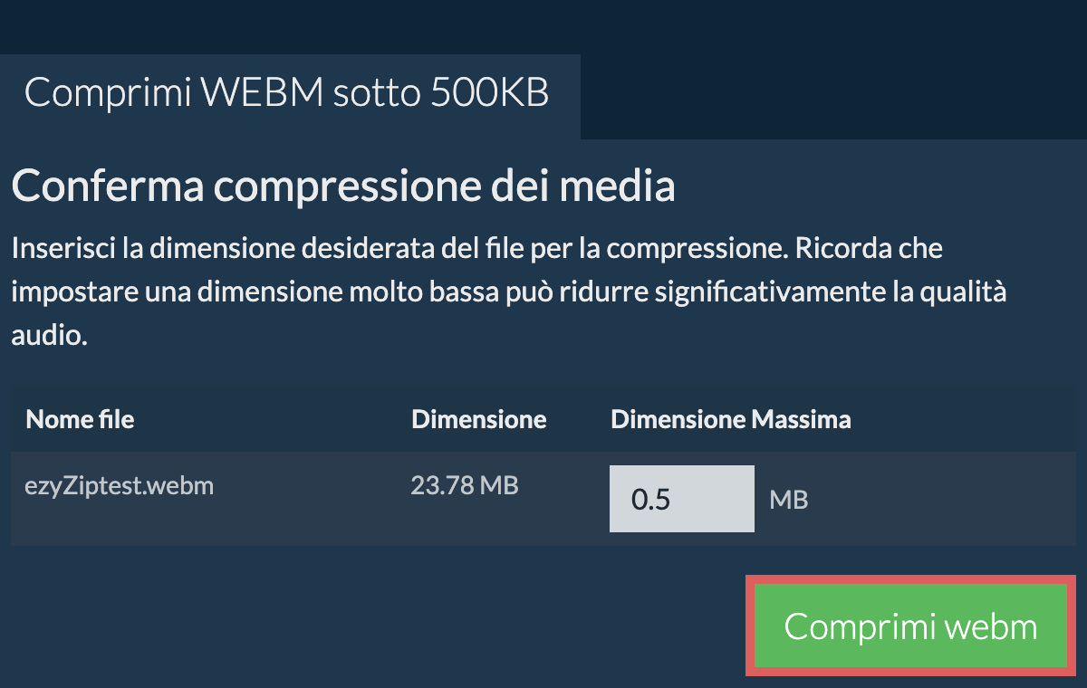 Converti in 500KB