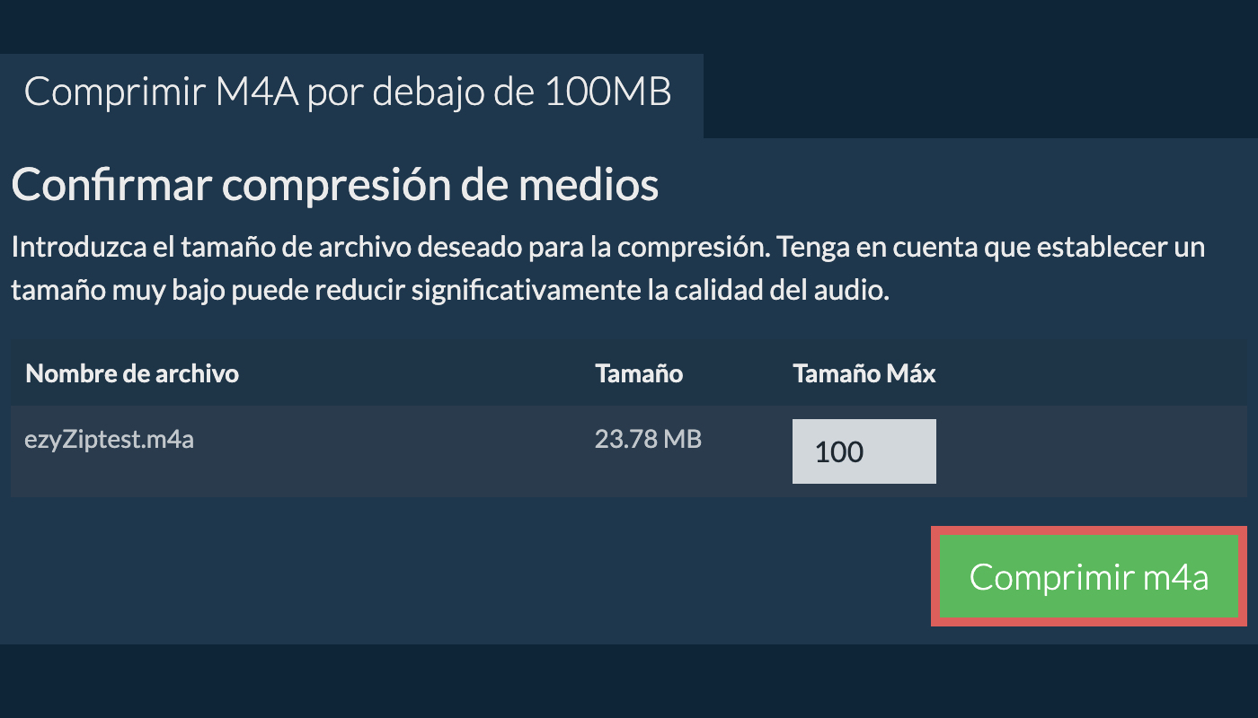 Convertir a 100MB