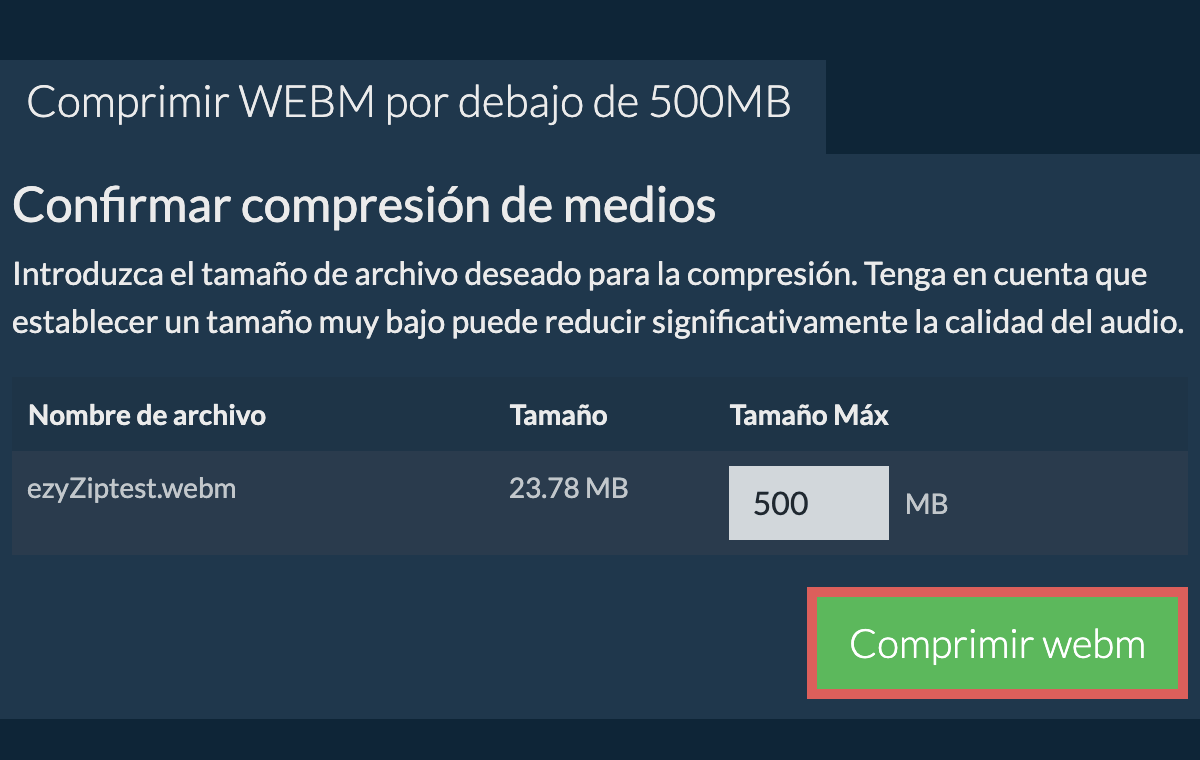 Convertir a 500MB