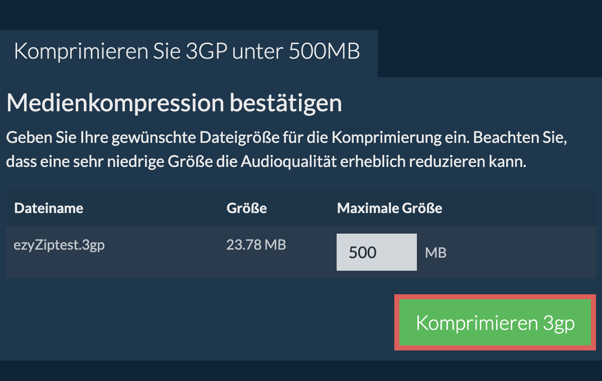 In 500MB konvertieren