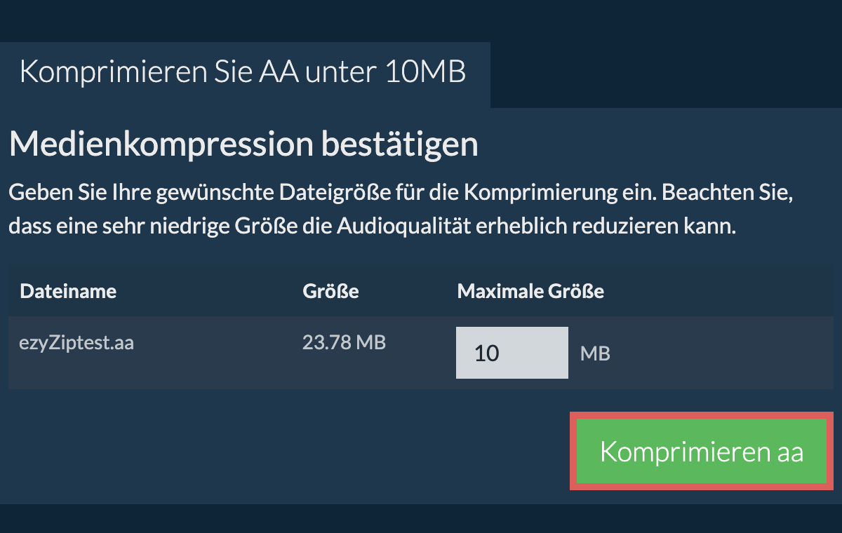 In 10MB konvertieren